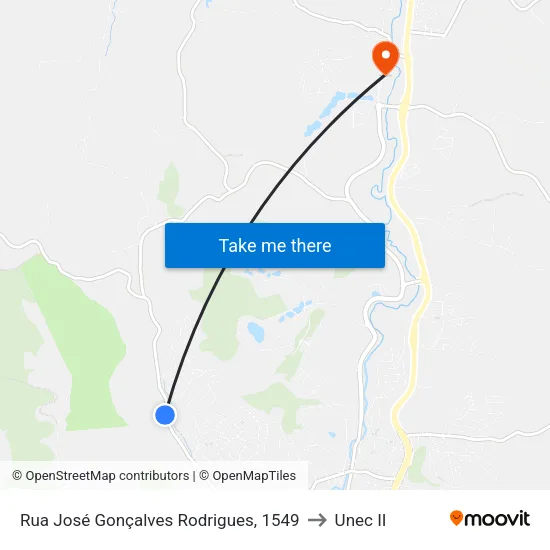 Rua José Gonçalves Rodrigues, 1549 to Unec II map