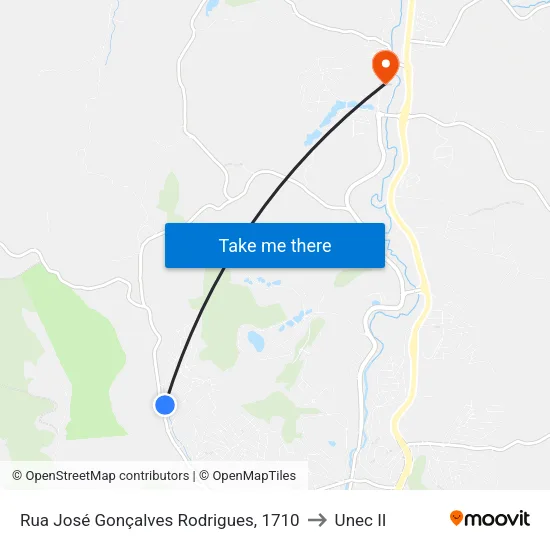 Rua José Gonçalves Rodrigues, 1710 to Unec II map