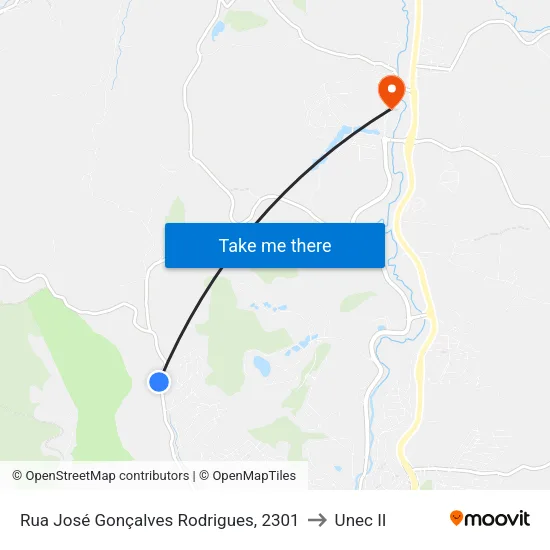 Rua José Gonçalves Rodrigues, 2301 to Unec II map
