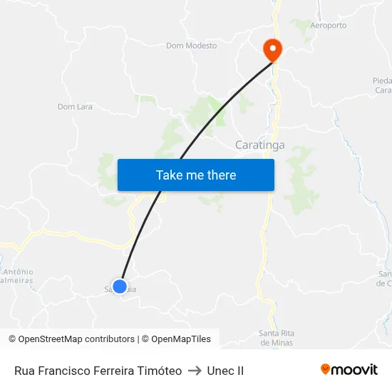 Rua Francisco Ferreira Timóteo to Unec II map