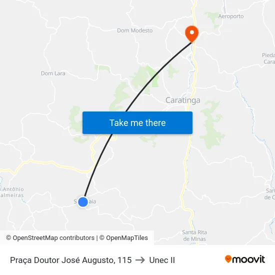 Praça Doutor José Augusto, 115 to Unec II map