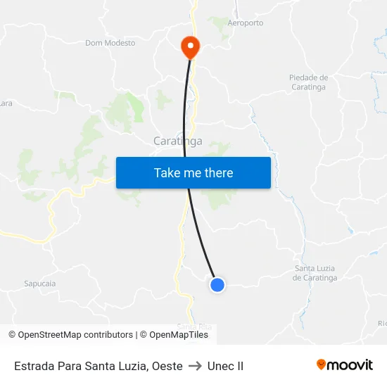 Estrada Para Santa Luzia, Oeste to Unec II map