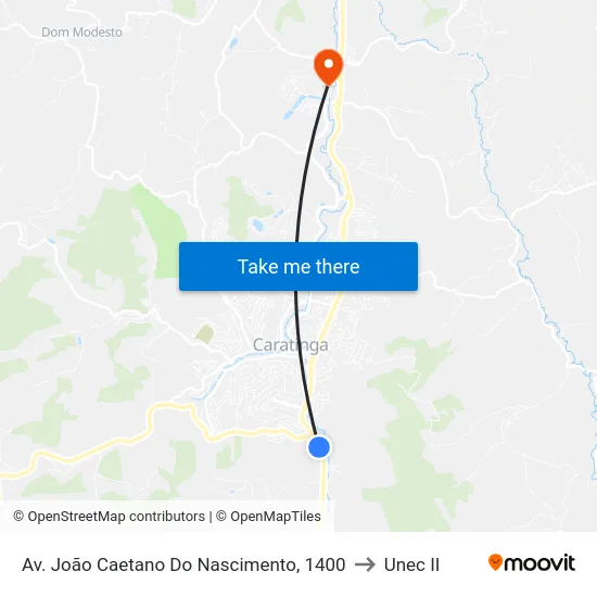 Av. João Caetano Do Nascimento, 1400 to Unec II map