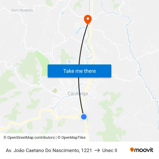 Av. João Caetano Do Nascimento, 1221 to Unec II map
