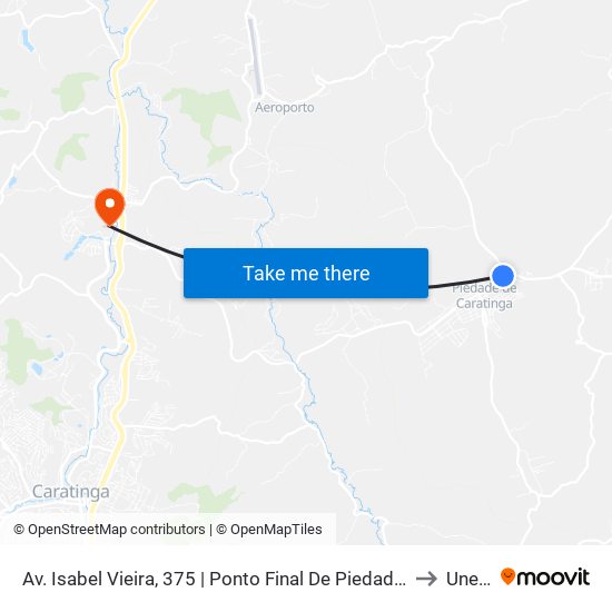 Av. Isabel Vieira, 375 | Ponto Final De Piedade De Caratinga to Unec II map
