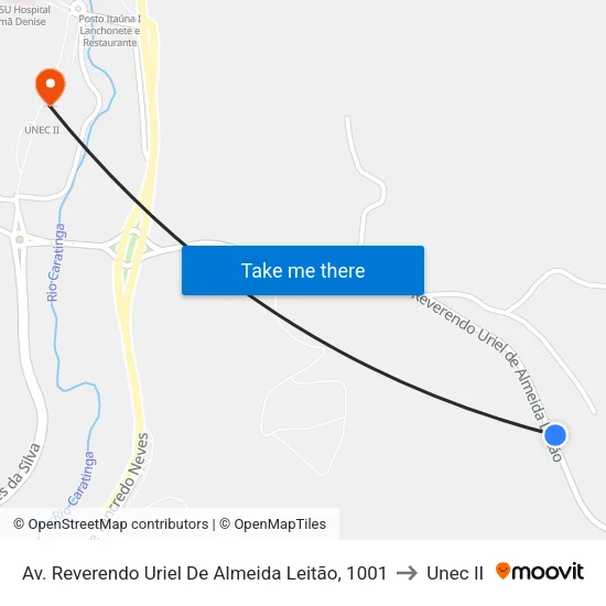 Av. Reverendo Uriel De Almeida Leitão, 1001 to Unec II map