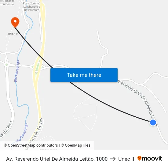 Av. Reverendo Uriel De Almeida Leitão, 1000 to Unec II map