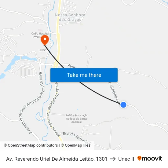 Av. Reverendo Uriel De Almeida Leitão, 1301 to Unec II map