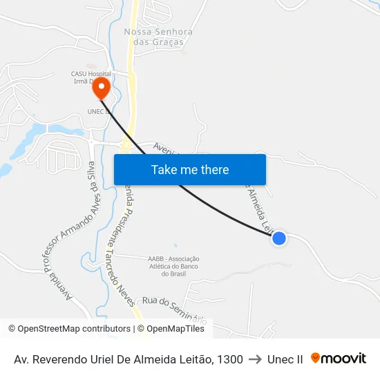 Av. Reverendo Uriel De Almeida Leitão, 1300 to Unec II map