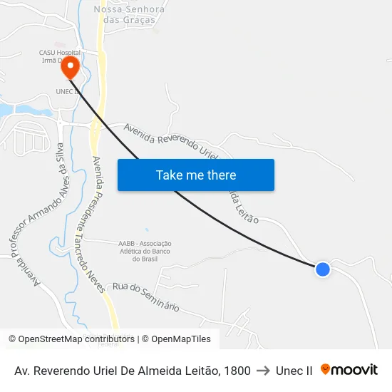 Av. Reverendo Uriel De Almeida Leitão, 1800 to Unec II map