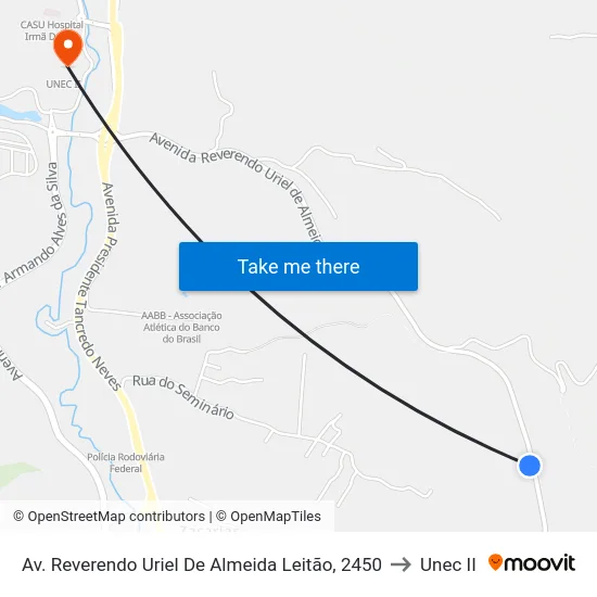 Av. Reverendo Uriel De Almeida Leitão, 2450 to Unec II map