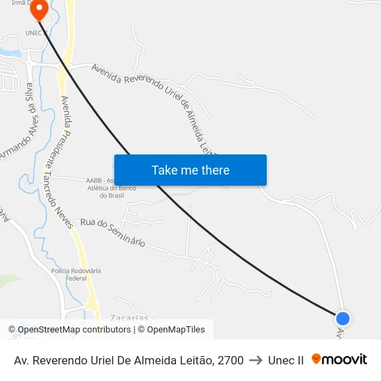 Av. Reverendo Uriel De Almeida Leitão, 2700 to Unec II map