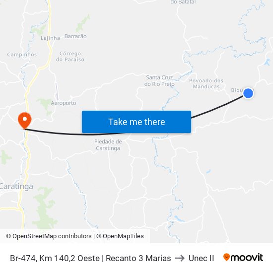 Br-474, Km 140,2 Oeste | Recanto 3 Marias to Unec II map