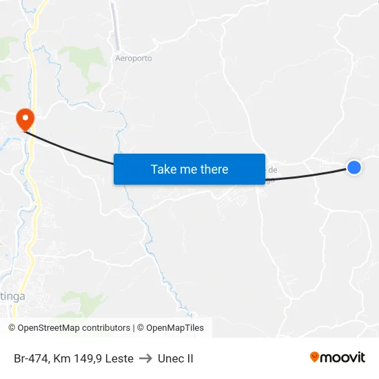 Br-474, Km 149,9 Leste to Unec II map