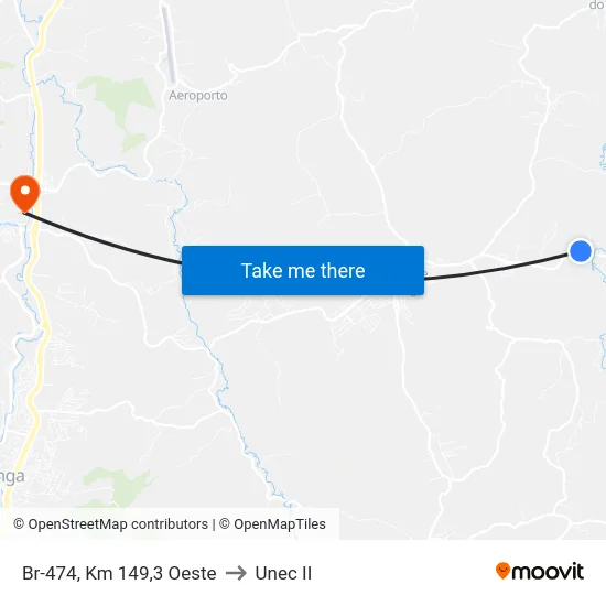 Br-474, Km 149,3 Oeste to Unec II map