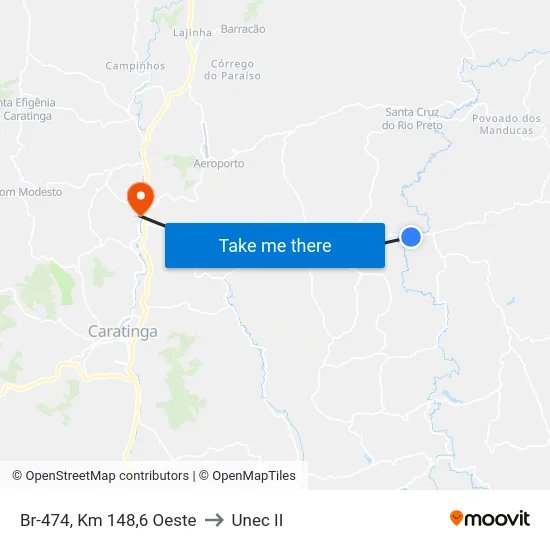 Br-474, Km 148,6 Oeste to Unec II map