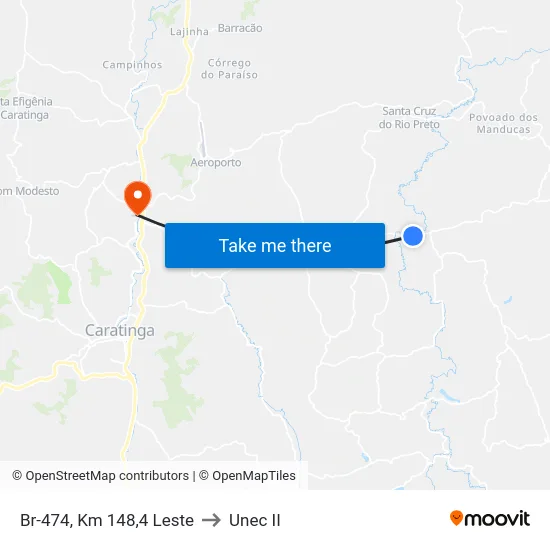 Br-474, Km 148,4 Leste to Unec II map