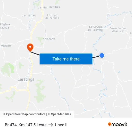 Br-474, Km 147,5 Leste to Unec II map