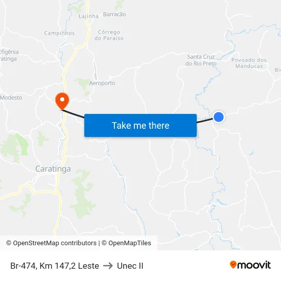 Br-474, Km 147,2 Leste to Unec II map