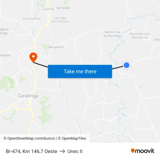 Br-474, Km 146,7 Oeste to Unec II map