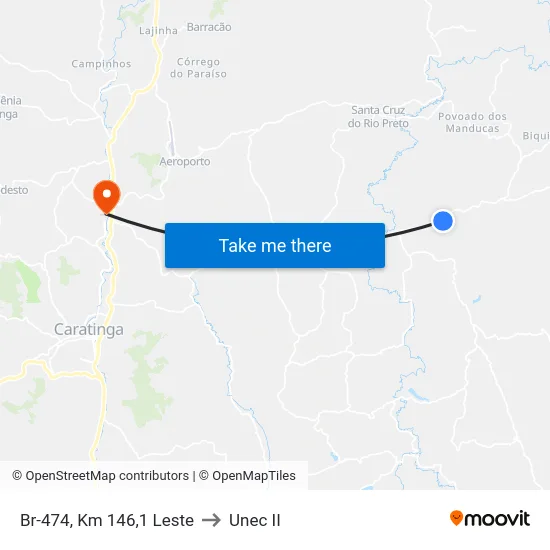 Br-474, Km 146,1 Leste to Unec II map