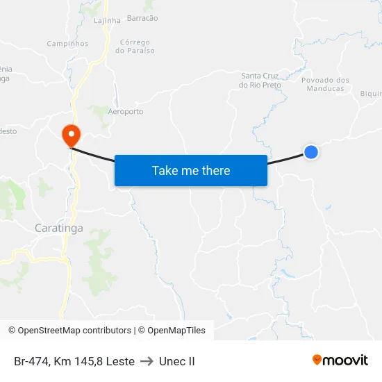 Br-474, Km 145,8 Leste to Unec II map