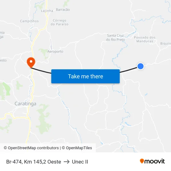 Br-474, Km 145,2 Oeste to Unec II map