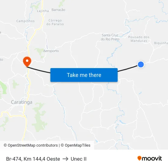 Br-474, Km 144,4 Oeste to Unec II map