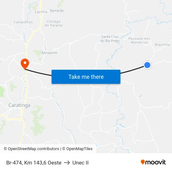 Br-474, Km 143,6 Oeste to Unec II map