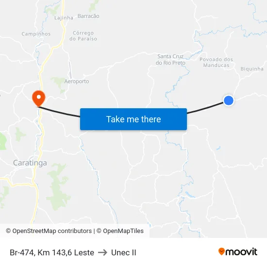 Br-474, Km 143,6 Leste to Unec II map