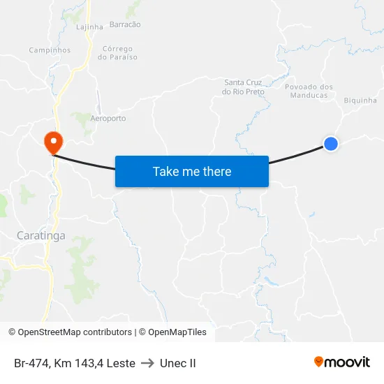 Br-474, Km 143,4 Leste to Unec II map
