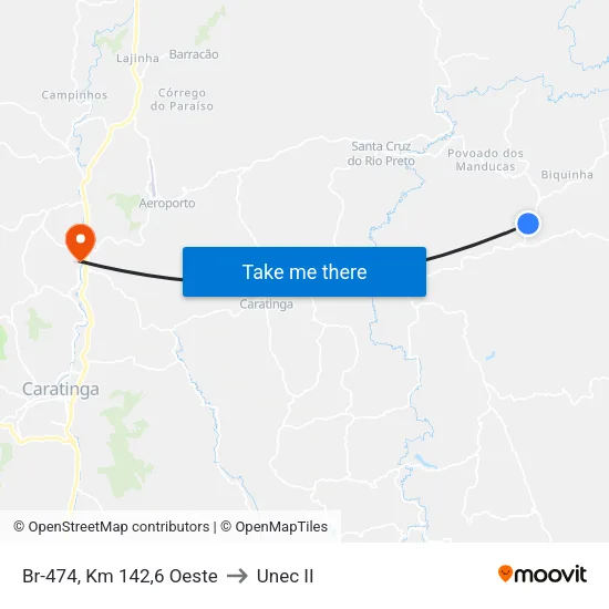 Br-474, Km 142,6 Oeste to Unec II map