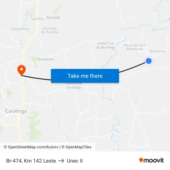 Br-474, Km 142 Leste to Unec II map