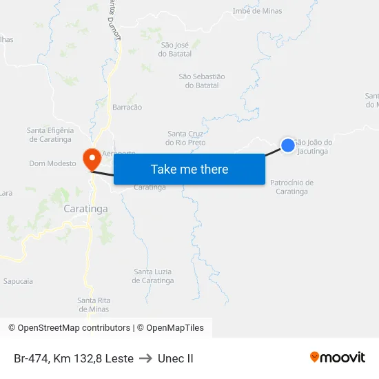 Br-474, Km 132,8 Leste to Unec II map