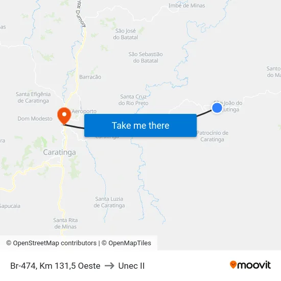 Br-474, Km 131,5 Oeste to Unec II map