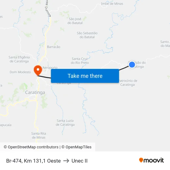 Br-474, Km 131,1 Oeste to Unec II map