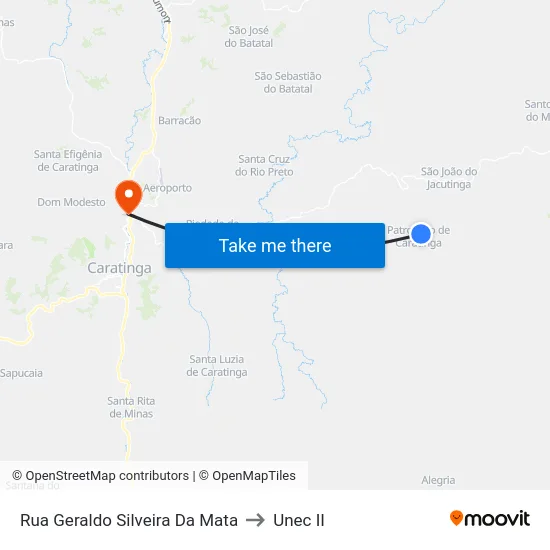 Rua Geraldo Silveira Da Mata to Unec II map