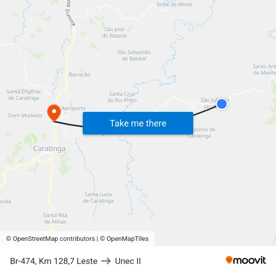Br-474, Km 128,7 Leste to Unec II map