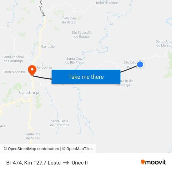 Br-474, Km 127,7 Leste to Unec II map