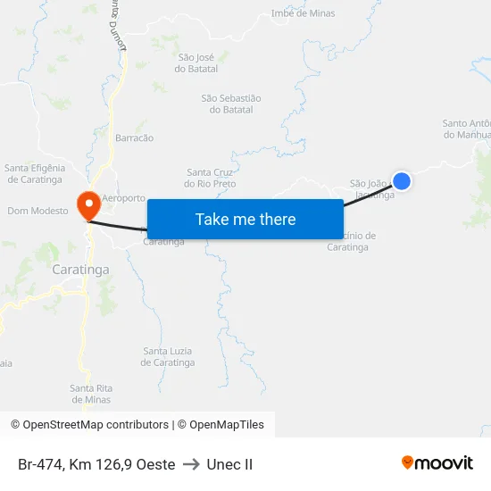 Br-474, Km 126,9 Oeste to Unec II map
