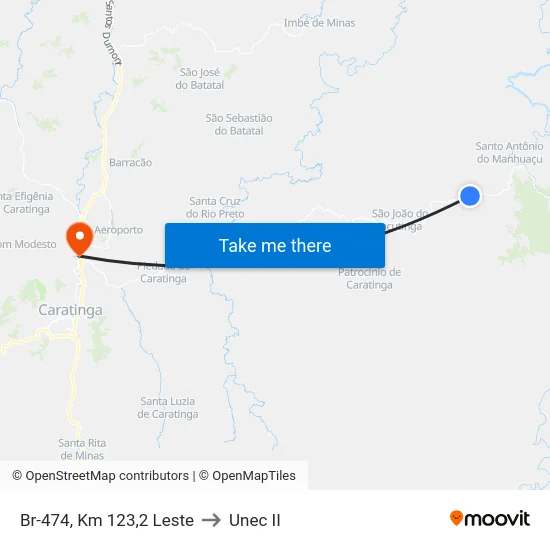 Br-474, Km 123,2 Leste to Unec II map