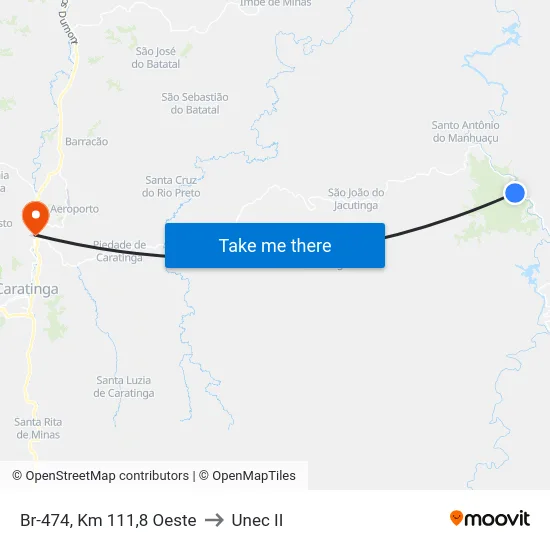 Br-474, Km 111,8 Oeste to Unec II map