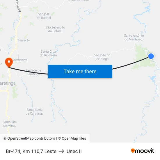 Br-474, Km 110,7 Leste to Unec II map