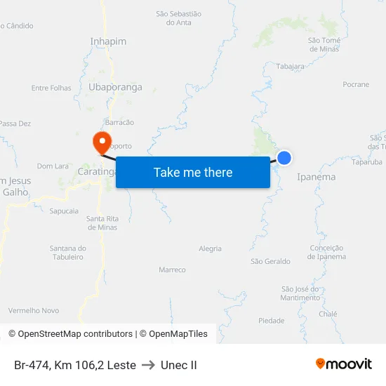 Br-474, Km 106,2 Leste to Unec II map