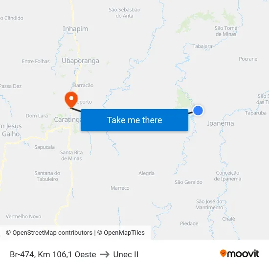 Br-474, Km 106,1 Oeste to Unec II map