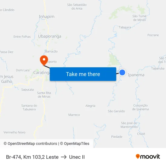 Br-474, Km 103,2 Leste to Unec II map