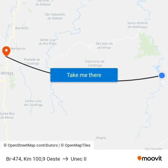 Br-474, Km 100,9 Oeste to Unec II map