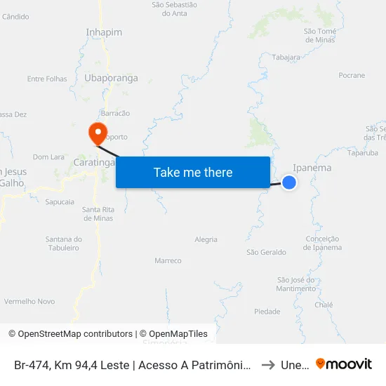 Br-474, Km 94,4 Leste | Acesso A Patrimônio Da Formiga to Unec II map