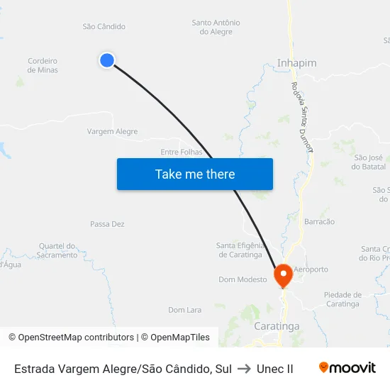 Estrada Vargem Alegre/São Cândido, Sul to Unec II map
