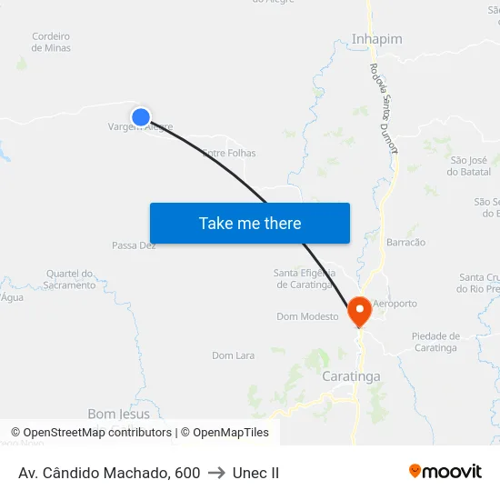 Av. Cândido Machado, 600 to Unec II map